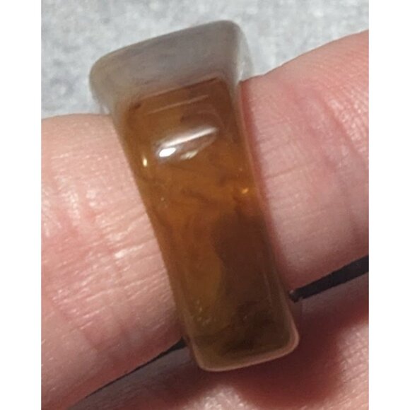 Brown Mottled Abstract Chunky Fashion Ring Size 5 3/4 - Picture 4 of 14